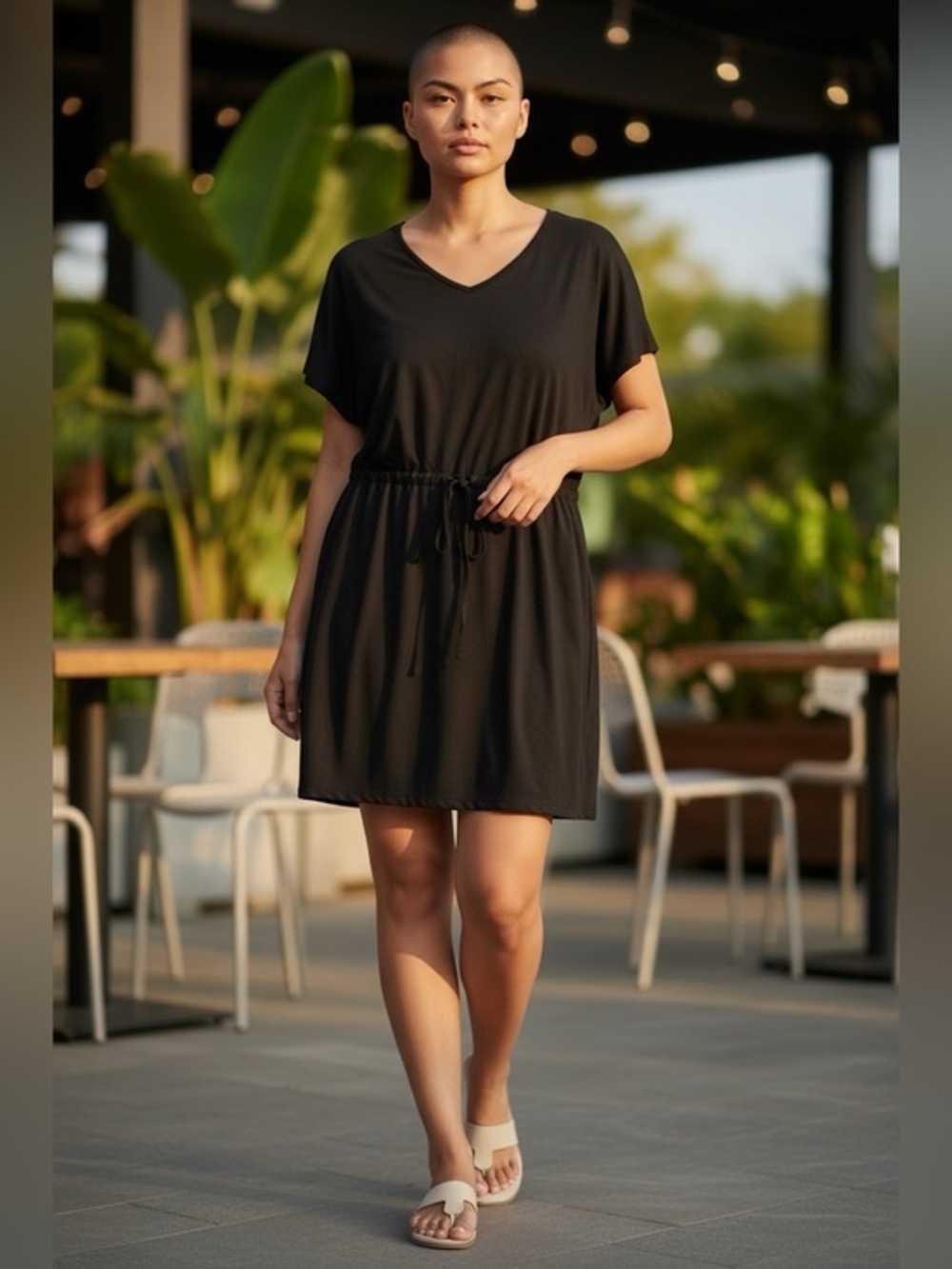 🫶🏻 Bluetime V-Neck Dress with Drawstring Waist